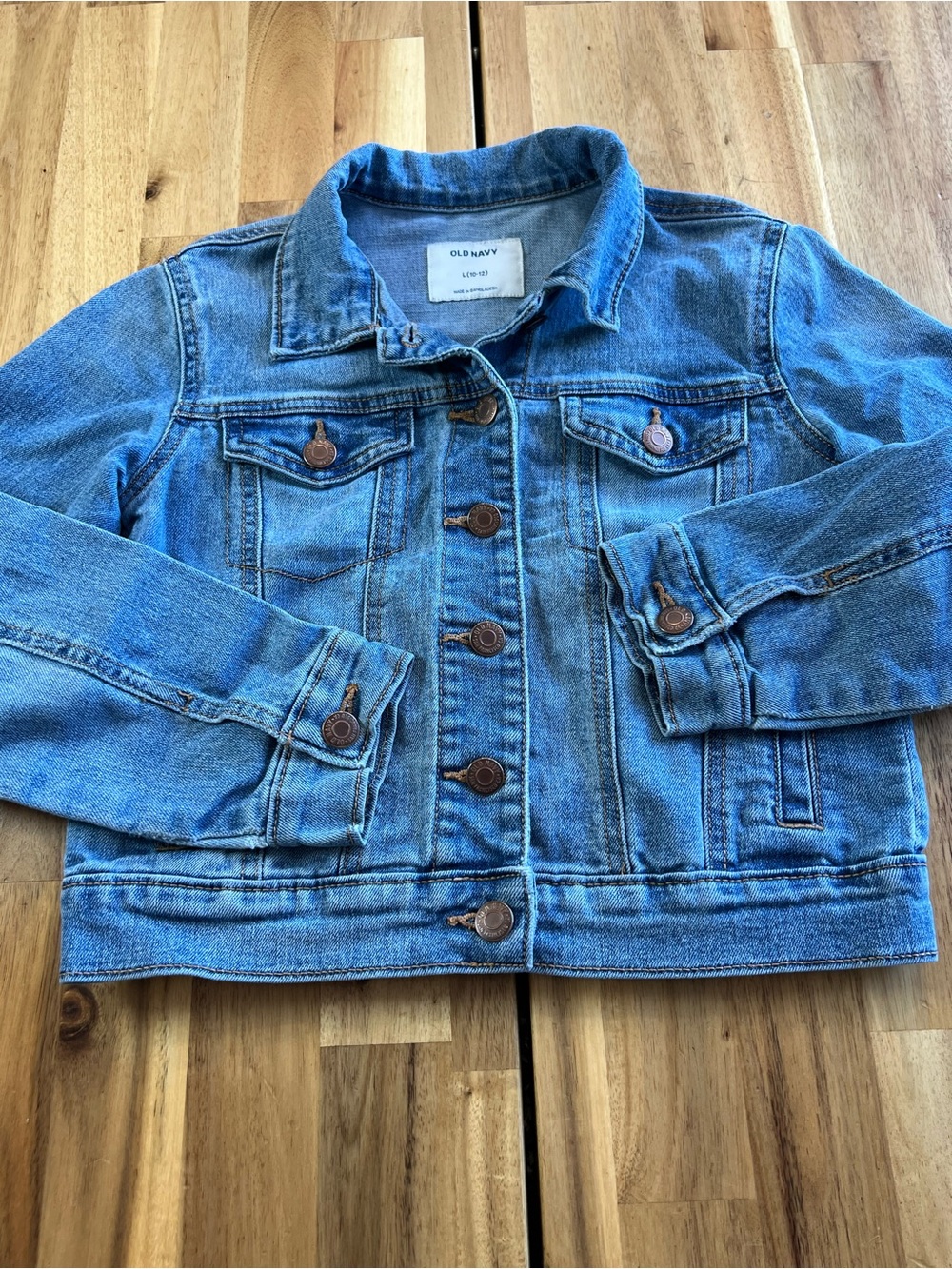 Old Navy Girls Denim Jacket Size L 10-12 Blue Stretch Trucker Jean Jacket